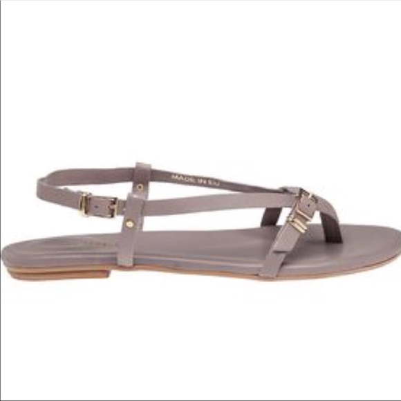 Taupe Strappy Artisan Hardware Leather Sandals - Picture 3 of 5